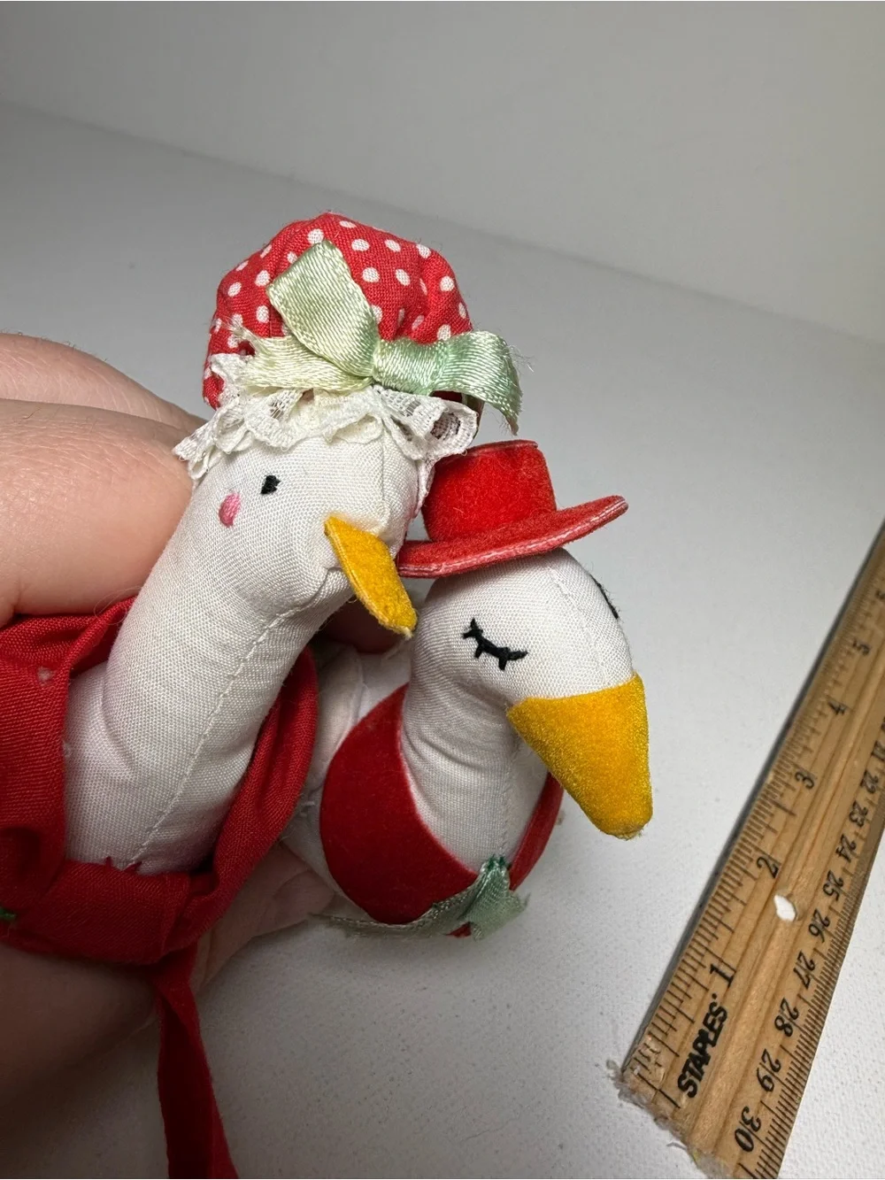 Vintage Mother and Father Goose Christmas Ornaments 80s